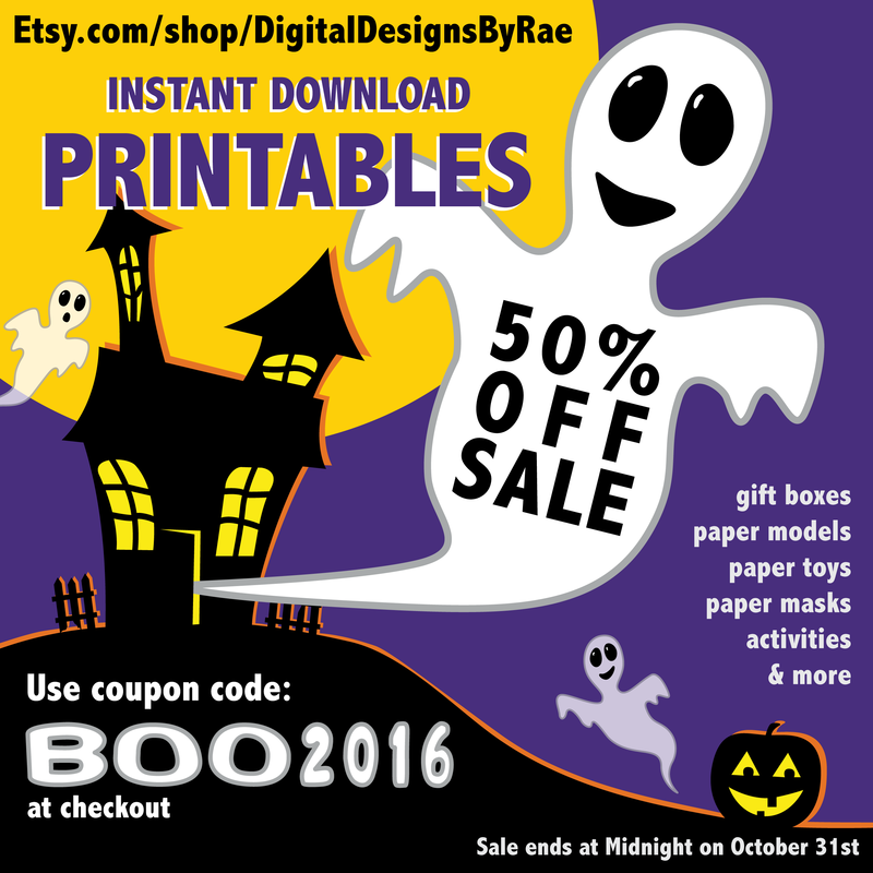 Halloween Boo 2016 50% half off Etsy sale.