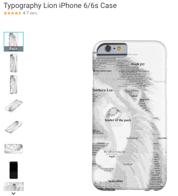 Typography Lion word art image of the king of the beasts on an iPhone case from Zazzle upon which you can add your own text to customize.