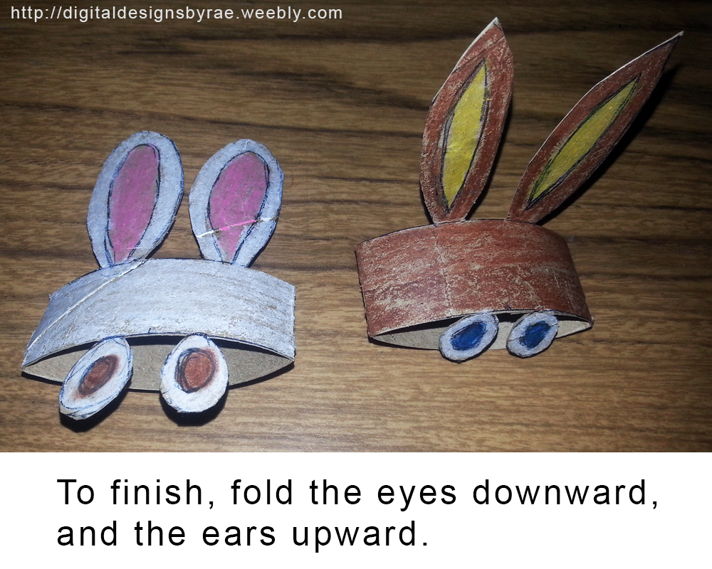Use simple folds to turn empty toilet paper rolls into silly rabbits!